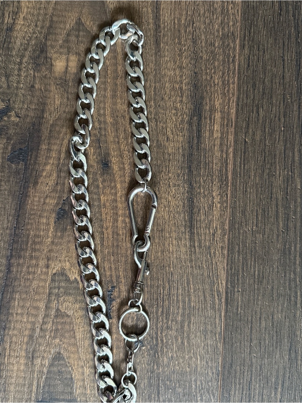 Men's Silver Chain Wallet/Key Clip - Silver